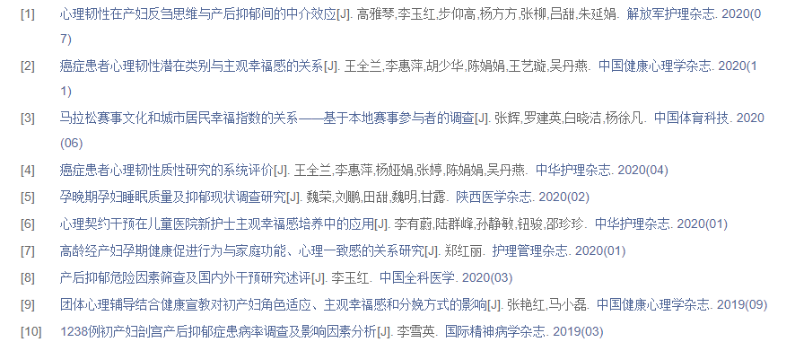 护理论文参考文献格式