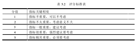 表5.2 评分标准表