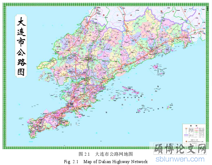 图 2.1 大连市公路网地图