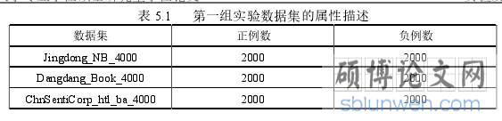 表 5.1 第一组实验数据集的属性描述