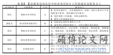 表 3-3 Z 县税务局局长任中经济责任审计工作组成员及职责分工