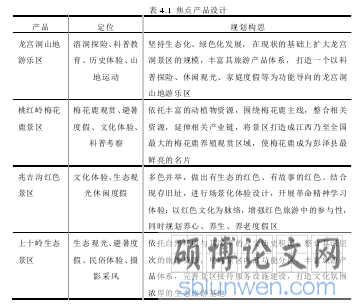 表 4.1 焦点产品设计