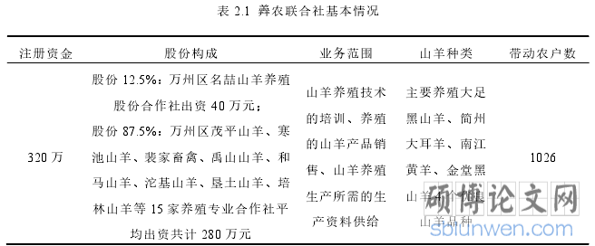 表 2.1 羴农联合社基本情况