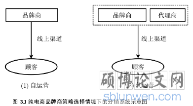 图 3.1 纯电商品牌商策略选择情境下的分销系统示意图