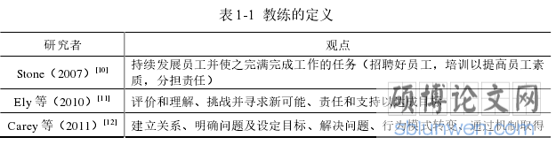 表 1-1 教练的定义