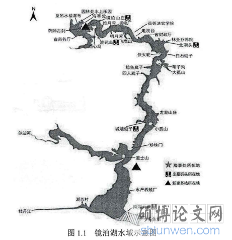 图1.1镜泊湖水域示意图