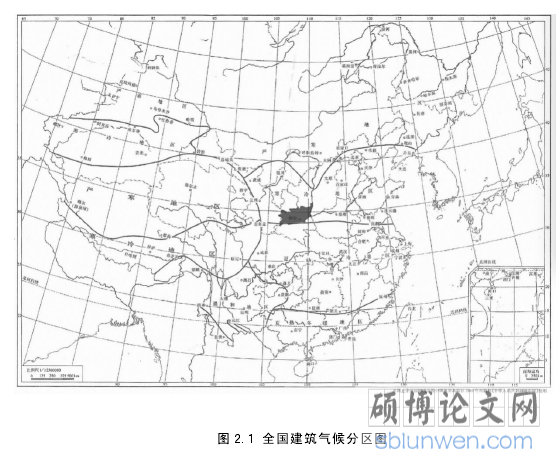 图 2.1 全国建筑气候分区图
