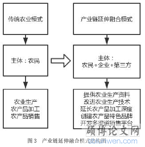 图 3 产业链延伸融合模式结构图