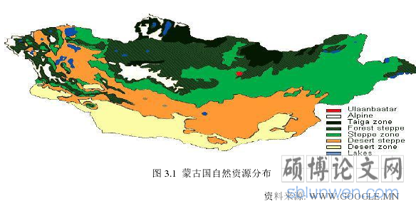 图 3.1 蒙古国自然资源分布