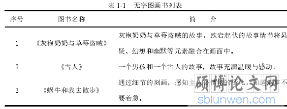 表 1-1 无字图画书列表