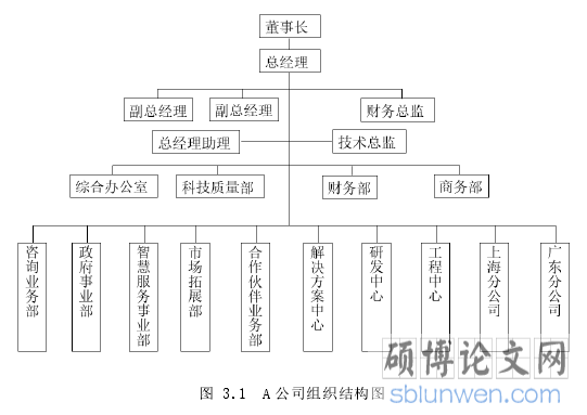 图 3.1  A 公司组织结构图