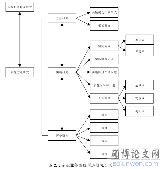 图 2.1 企业业务流程再造研究分类