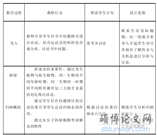生活化教学在高中生物课堂中的实践研究——以高中生物必修一《分子与细胞》为例