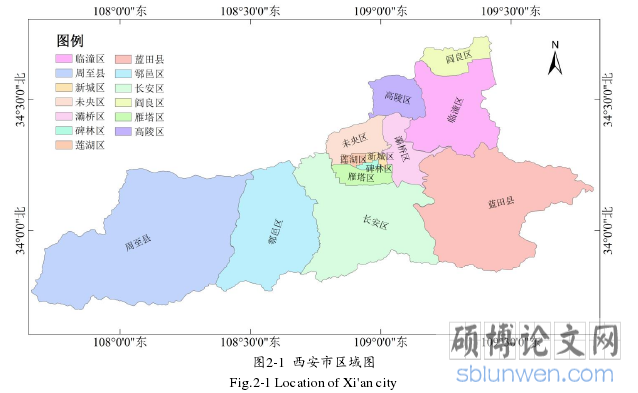 图2-1 西安市区域图