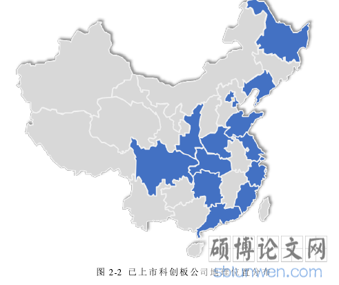 图 2-2  已上市科创板公司地理位置分布