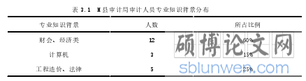   表 3.1  M 县审计局审计人员专业知识背景分布