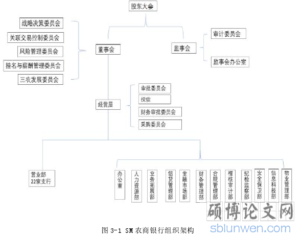 图 3-1 SM 农商银行组织架构