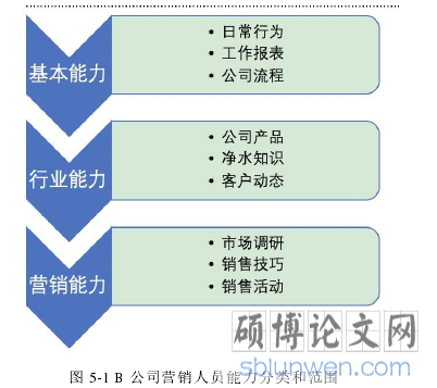图 5-1 B 公司营销人员能力分类和范围