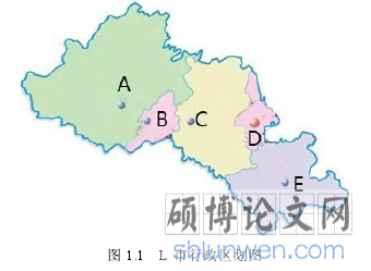 图 1.1 L 市行政区划图