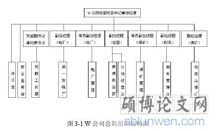 图 3-1 W 公司总部组织结构图