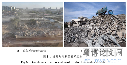 图 1-1 拆除与堆积的建筑废材