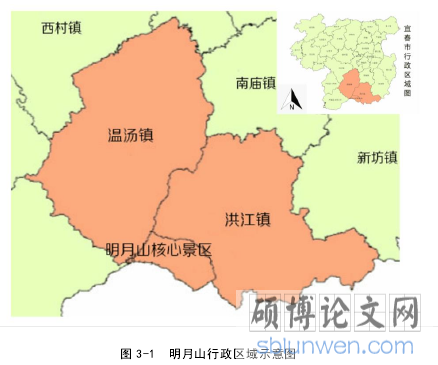 图 3-1 明月山行政区域示意图
