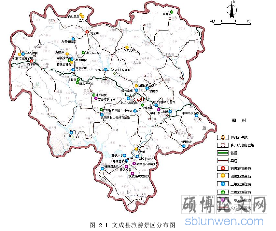 图 2-1 文成县旅游景区分布图