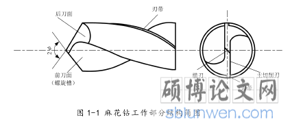 图 1-1 麻花钻工作部分结构简图