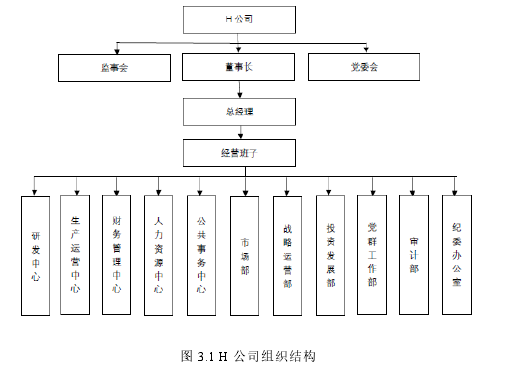 图 3.1 H 公司组织结构