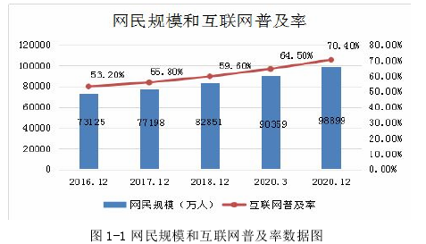 图 1-1 网民规模和互联网普及率数据图