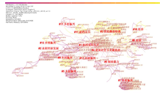 图 1–1 国内农村实用人才研究高频关键词聚类图谱