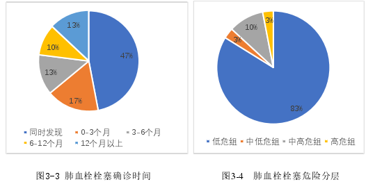 图3 -3 肺血栓栓塞确诊时间 图3 -4 肺血栓栓塞危险分层
